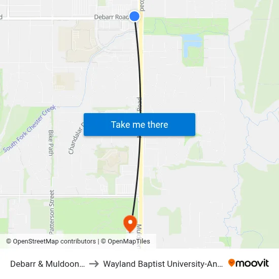 Debarr & Muldoon Wnw to Wayland Baptist University-Anchorage map