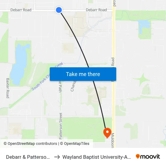 Debarr & Patterson Wnw to Wayland Baptist University-Anchorage map