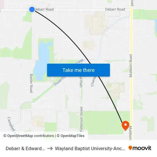 Debarr & Edward Ene to Wayland Baptist University-Anchorage map