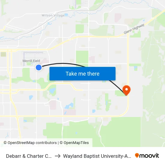 Debarr & Charter Cir Wsw to Wayland Baptist University-Anchorage map