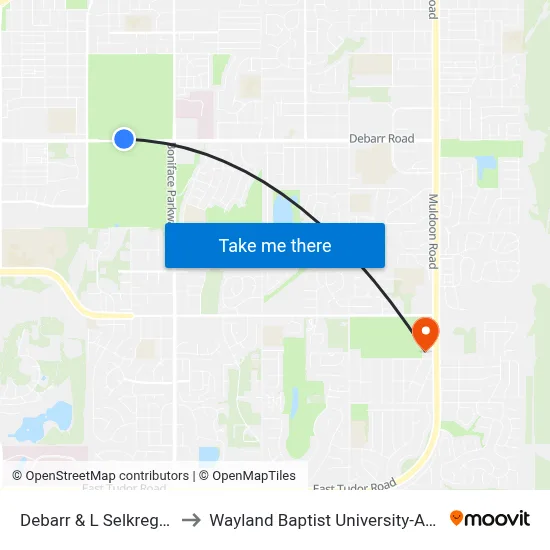 Debarr & L Selkregg Wnw to Wayland Baptist University-Anchorage map