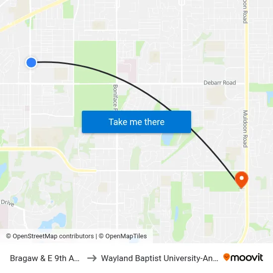 Bragaw & E 9th Ave Sse to Wayland Baptist University-Anchorage map