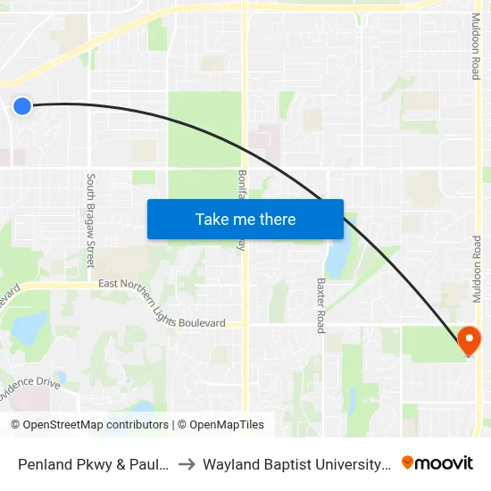 Penland Pkwy & Paul Lalone N to Wayland Baptist University-Anchorage map