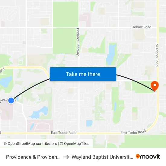 Providence & Providence Hospital to Wayland Baptist University-Anchorage map
