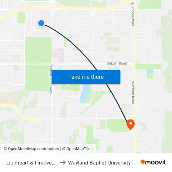 Lionheart & Fireoved Dr Ese to Wayland Baptist University-Anchorage map