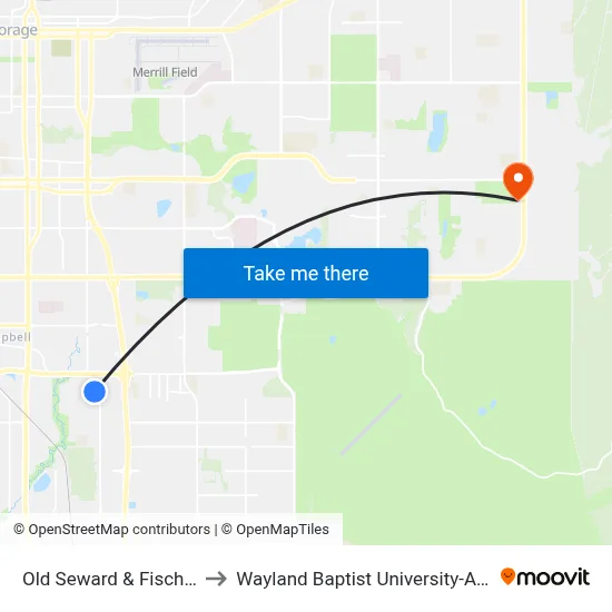 Old Seward & Fischer Ssw to Wayland Baptist University-Anchorage map