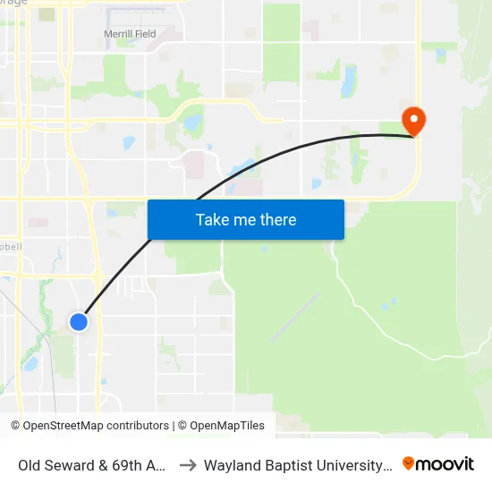 Old Seward & 69th Avenue Sse to Wayland Baptist University-Anchorage map