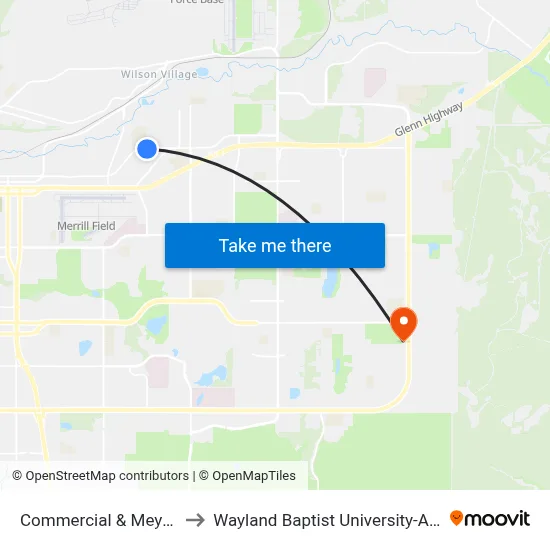 Commercial & Meyer Wsw to Wayland Baptist University-Anchorage map