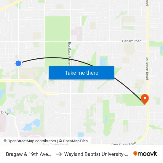 Bragaw & 19th Avenue Ssw to Wayland Baptist University-Anchorage map
