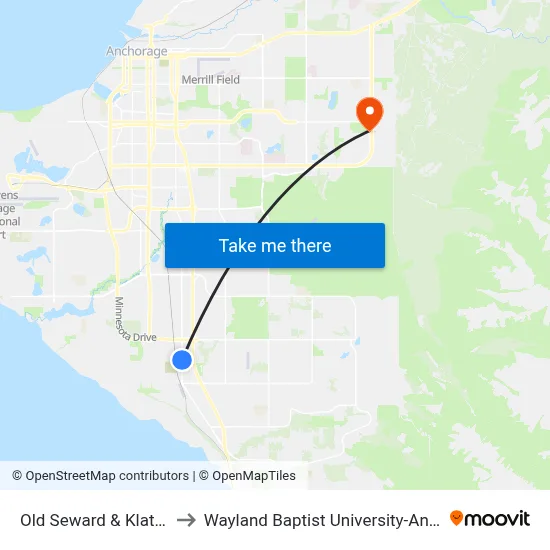 Old Seward & Klatt Nnw to Wayland Baptist University-Anchorage map