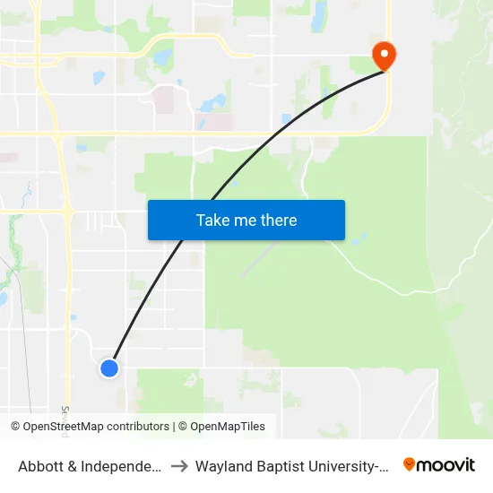 Abbott & Independence Ese to Wayland Baptist University-Anchorage map