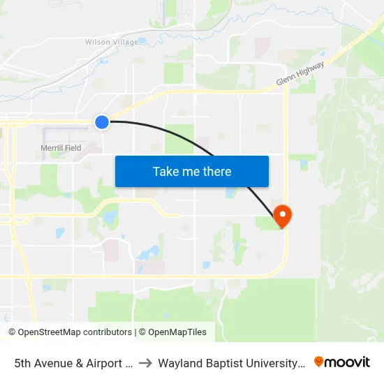 5th Avenue & Airport Hgts Ese to Wayland Baptist University-Anchorage map