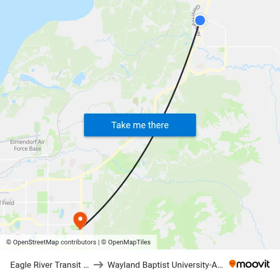 Eagle River Transit Center to Wayland Baptist University-Anchorage map