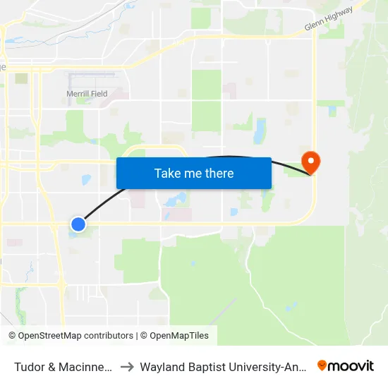 Tudor & Macinnes Ese to Wayland Baptist University-Anchorage map