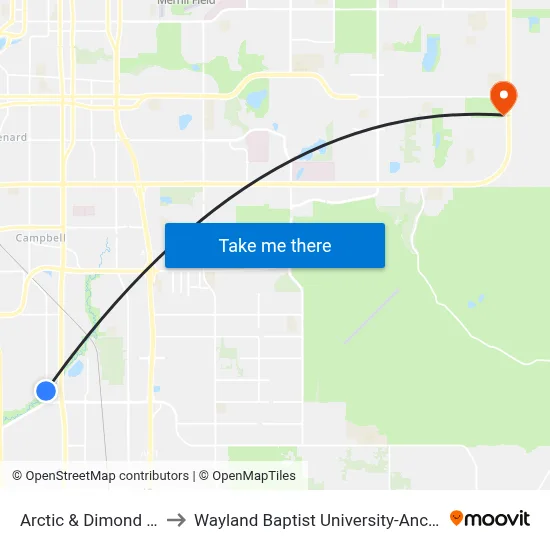 Arctic & Dimond Nnw to Wayland Baptist University-Anchorage map