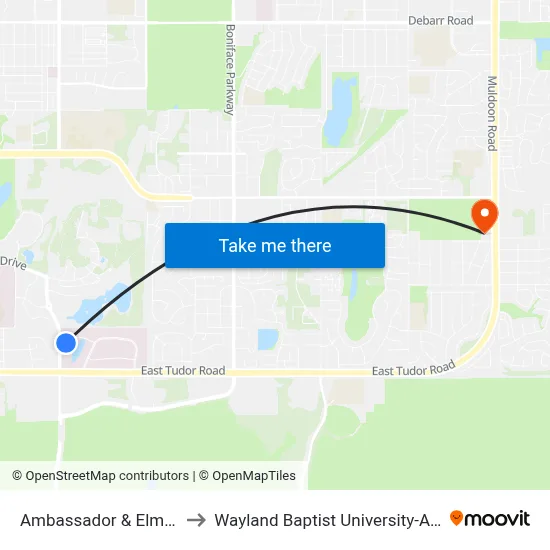 Ambassador & Elmore Ese to Wayland Baptist University-Anchorage map