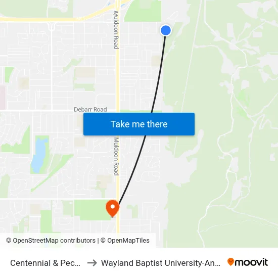 Centennial & Peck Nne to Wayland Baptist University-Anchorage map
