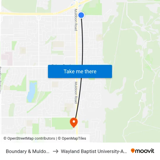 Boundary & Muldoon Ene to Wayland Baptist University-Anchorage map