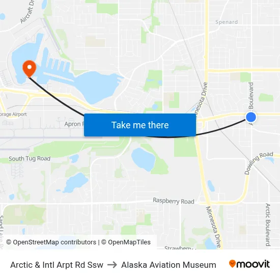 Arctic & Intl Arpt Rd Ssw to Alaska Aviation Museum map