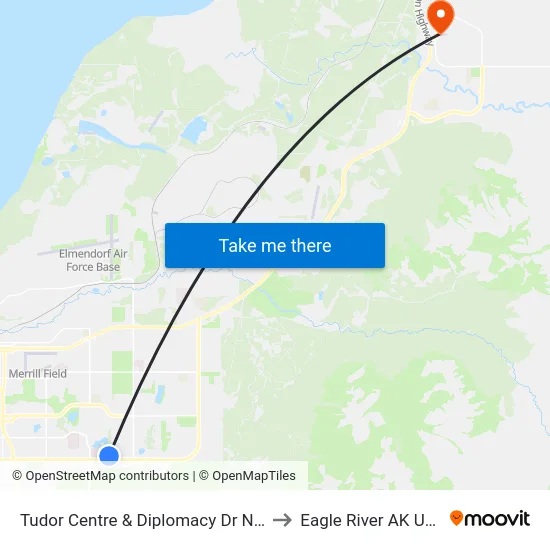 Tudor Centre & Diplomacy Dr Nne to Eagle River AK USA map