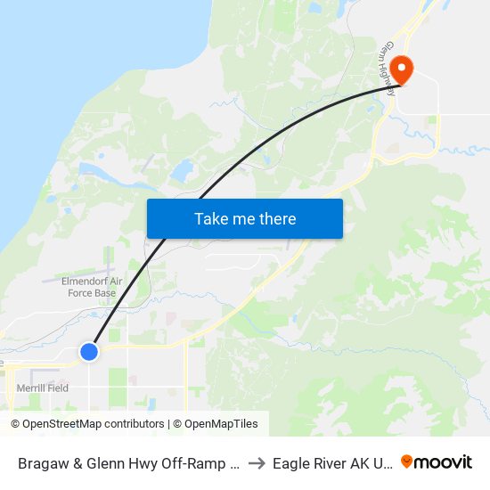 Bragaw & Glenn Hwy Off-Ramp Nne to Eagle River AK USA map