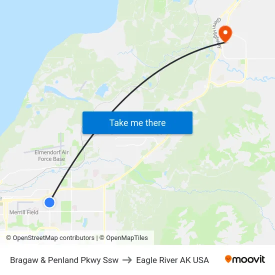 Bragaw & Penland Pkwy Ssw to Eagle River AK USA map