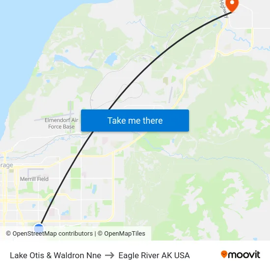 Lake Otis & Waldron Nne to Eagle River AK USA map