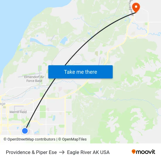 Providence & Piper Ese to Eagle River AK USA map