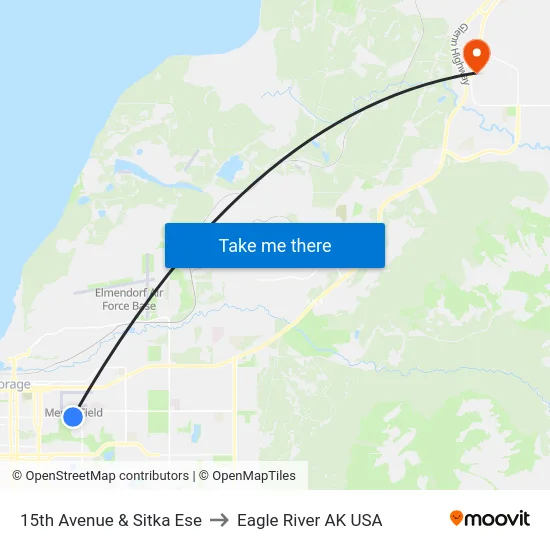 15th Avenue & Sitka Ese to Eagle River AK USA map