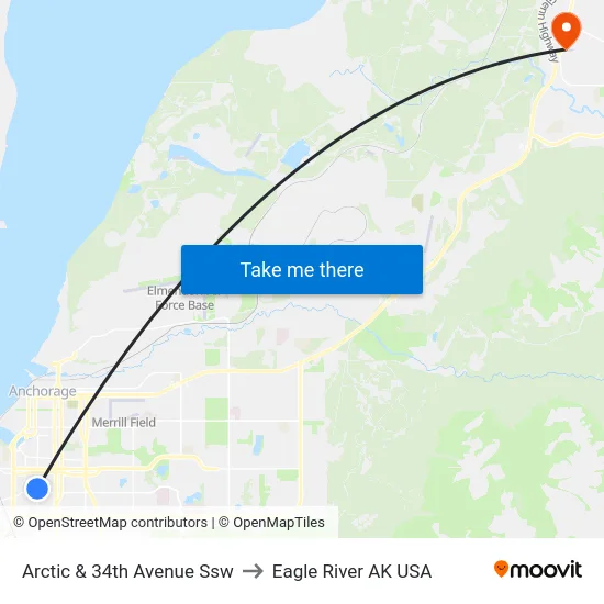 Arctic & 34th Avenue Ssw to Eagle River AK USA map