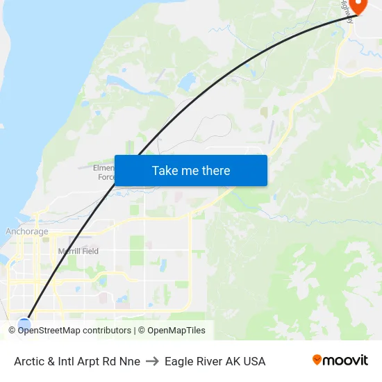 Arctic & Intl Arpt Rd Nne to Eagle River AK USA map