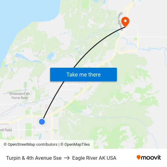 Turpin & 4th Avenue Sse to Eagle River AK USA map