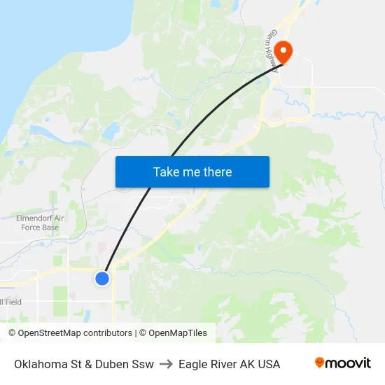 Oklahoma St & Duben Ssw to Eagle River AK USA map