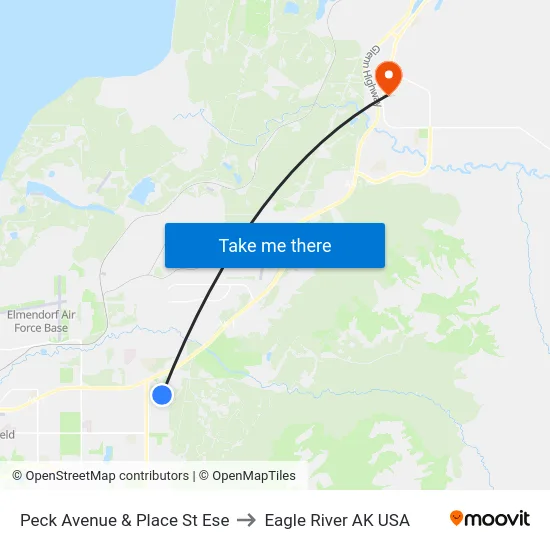 Peck Avenue & Place St Ese to Eagle River AK USA map