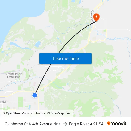Oklahoma St & 4th Avenue Nne to Eagle River AK USA map