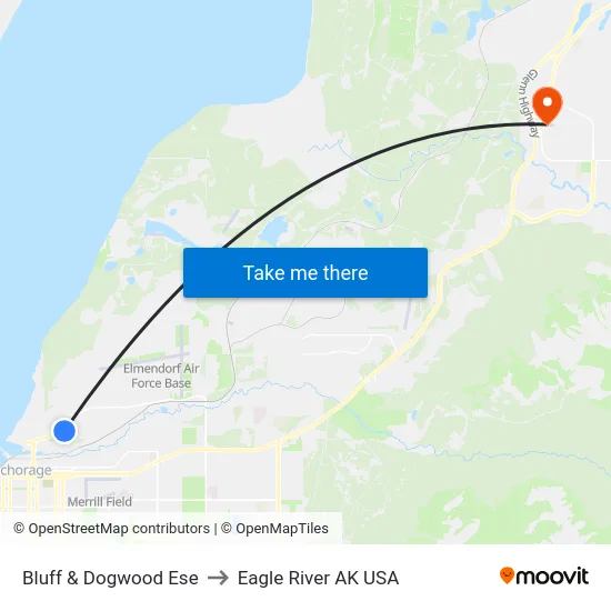 Bluff & Dogwood Ese to Eagle River AK USA map