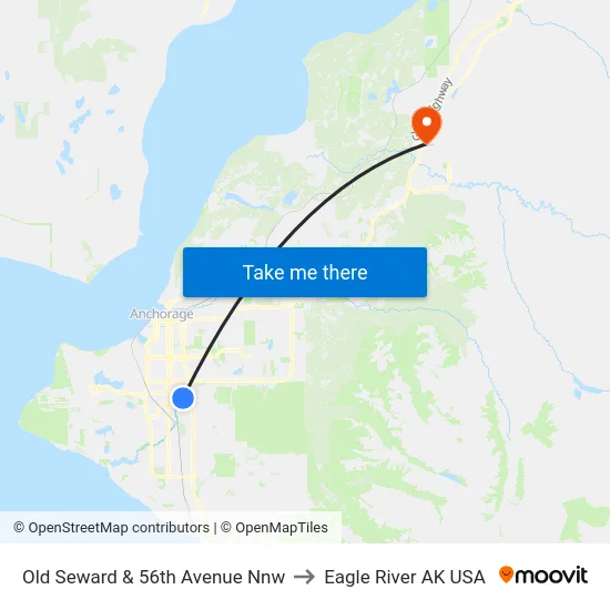 Old Seward & 56th Avenue Nnw to Eagle River AK USA map