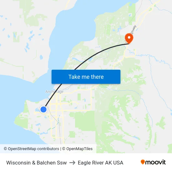 Wisconsin & Balchen Ssw to Eagle River AK USA map