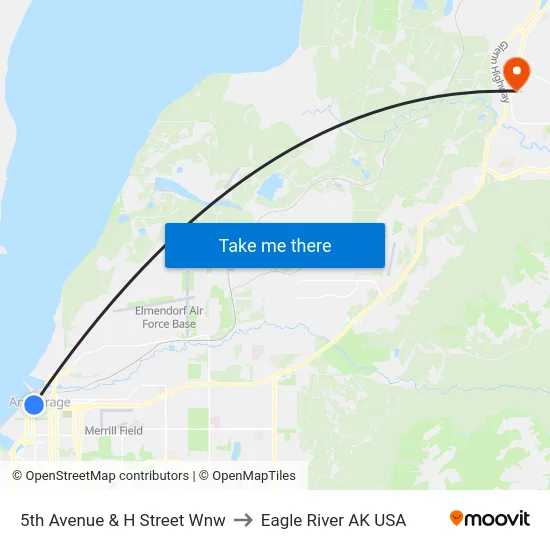 5th Avenue & H Street Wnw to Eagle River AK USA map