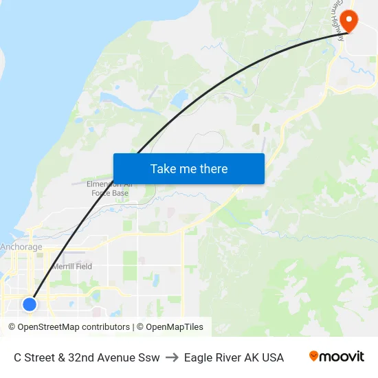 C Street & 32nd Avenue Ssw to Eagle River AK USA map