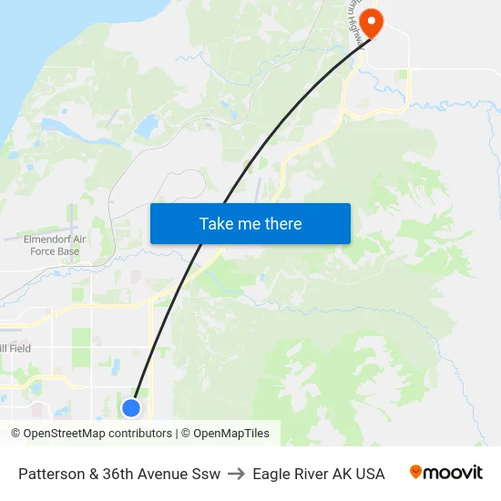 Patterson & 36th Avenue Ssw to Eagle River AK USA map