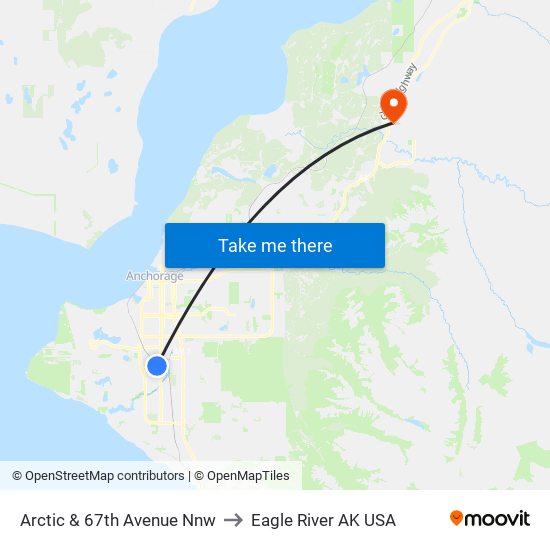 Arctic & 67th Avenue Nnw to Eagle River AK USA map