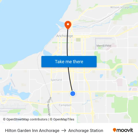 Hilton Garden Inn Anchorage to Anchorage Station map