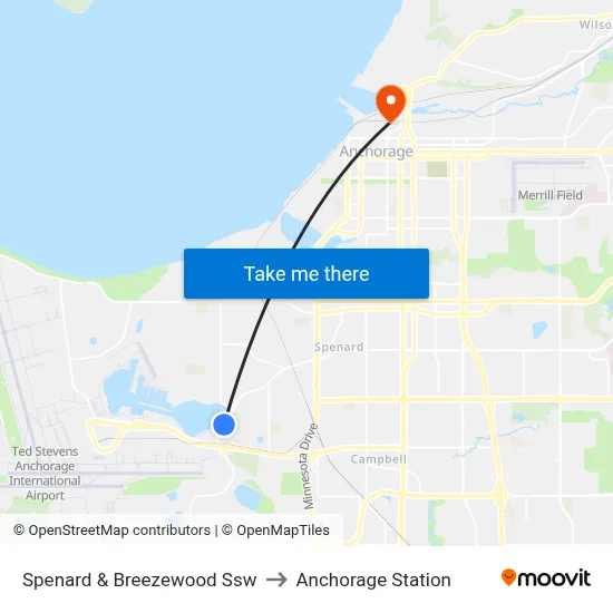 Spenard & Breezewood Ssw to Anchorage Station map
