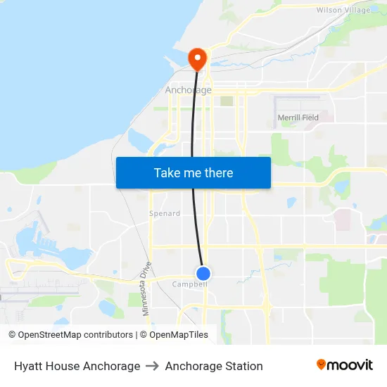 Hyatt House Anchorage to Anchorage Station map