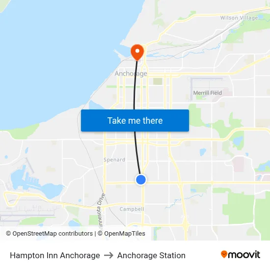 Hampton Inn Anchorage to Anchorage Station map