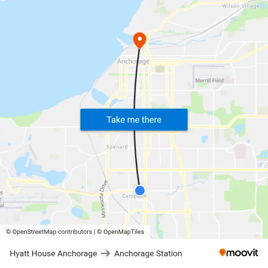 Hyatt House Anchorage to Anchorage Station map