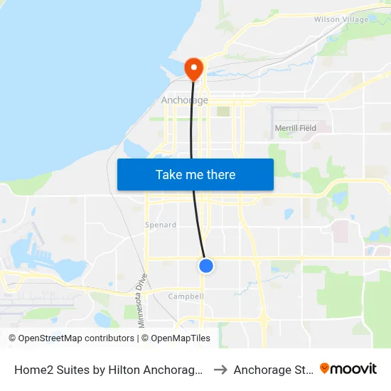 Home2 Suites by Hilton Anchorage/Midtown to Anchorage Station map