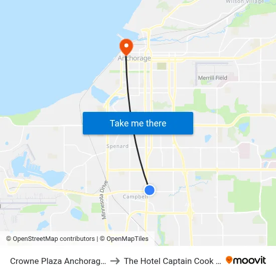 Crowne Plaza Anchorage-Midtown to The Hotel Captain Cook Anchorage map