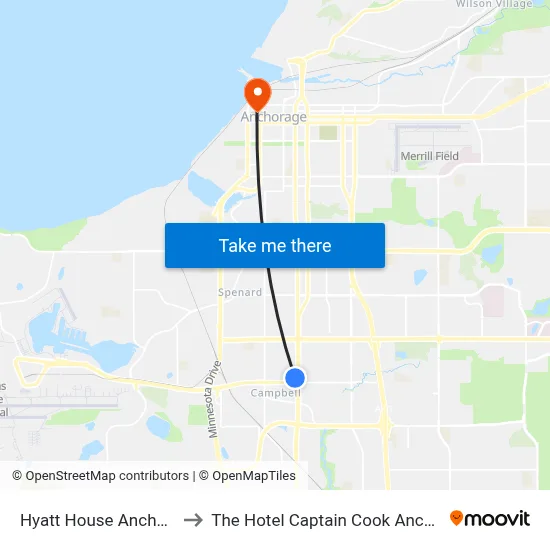 Hyatt House Anchorage to The Hotel Captain Cook Anchorage map